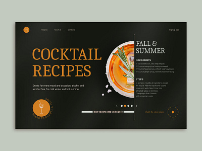 Home Screen for Cocktail Recipe design graphic design illustration logo typography ui ux vector