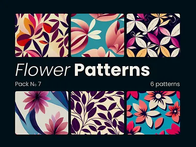 Flower Patterns Pack No 6 digital download floral background graphic design illustration printable printable digital paper repeat pattern seamless pattern
