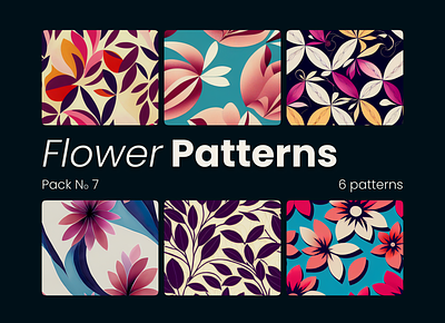 Flower Patterns Pack No 6 digital download floral background graphic design illustration printable printable digital paper repeat pattern seamless pattern