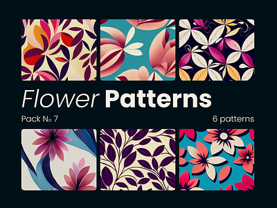Flower Patterns Pack No 6 digital download floral background graphic design illustration printable printable digital paper repeat pattern seamless pattern