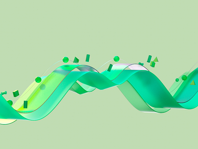 Green wave 3d blender cinema4d data sicence green illustration octanerender