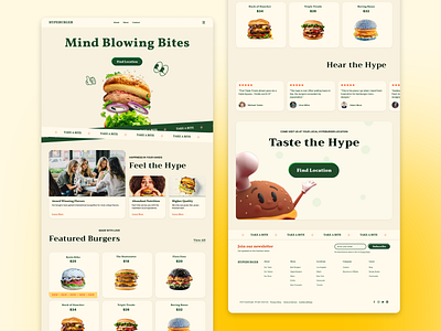 Hypeburger - Landing Page 🍔 burger color design illustration landing page ui web