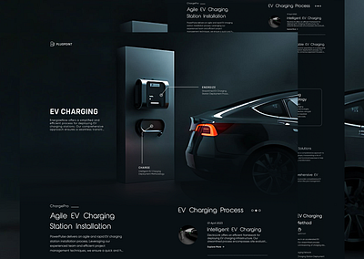 EV Charging Landing Page Website Design dark ui layout
