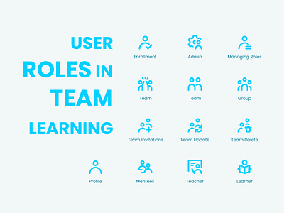 User roles in team/ group learning e learning goup icon icon set learner profile teacher team icon ui user roles