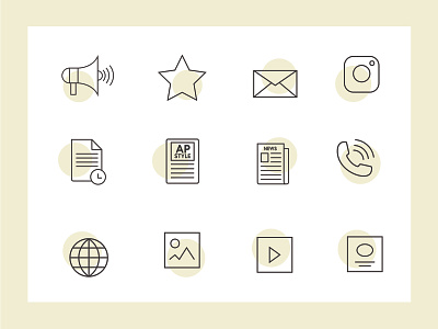 PR Communications Icons ap style call clean email envelope events icon icon set icons instagram linear microphone photo speak speaking star talking thin writing writing icon