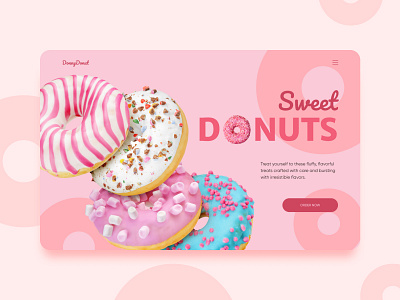 Home page for donats - Pink design graphic design illustration typography ui ux vector