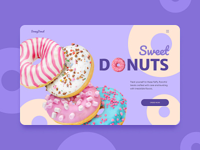 Home page for donats - Lilac design graphic design illustration typography ui ux vector