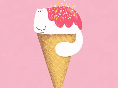 Ice cream cat cose illustrate cute design draw funny illustration illustrations