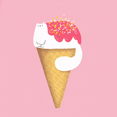 Ice cream cat cose illustrate cute design draw funny illustration illustrations