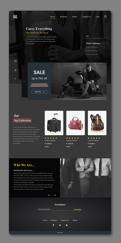 Website for a small Bag Business branding creativity design mockup ui website