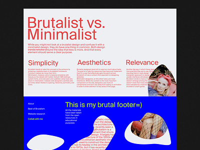 Website about Brutalism style branding bright brut brutalism concept design graphic design illustration interface logo ui vector web youth