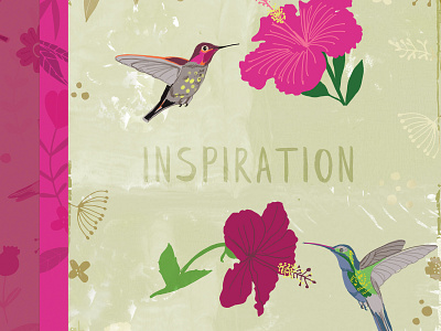 Hummingbird Journal Cover birds cover design design floral hibiscus hummingbird illustration journal pink