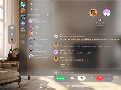 Discord UI: Vision PRO/OS Spatial UI Design additional reality apple apple style apple vision pro ar ar interface concept design discord discord ui spatial interface spatial ui ui uiux uxui vision os vision pro vision pro discord vr vr interface