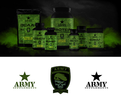 Army Supplements Label Design design graphic design logo typography