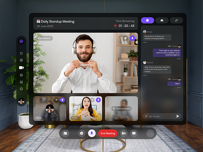 Meetyu - Meeting App Dashboard apple vision pro clean clean vision pro dashboard design meet meet app meeting app meeting dashboard modern style pro ui vision pro uiux vision vision pro vision pro style vision proo meeting