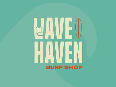 Wave Haven Surf Shop Logo Design & Brand Identity - Primary Logo brand identity branding illustration logo outdoor retro branding retro logo rock on surf branding surf logo surf shop branding surf shop logo surfing branding surfing logo wave haven
