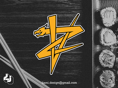 ZV monogram character design dragon food graphic design logo