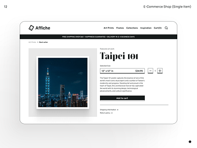 12_E-CommerceShop (Single Item) daily challenge daily ui minimal poster taipei taipei 101 ui ui challenge ui design user interface ux ux ui ux design web design website design