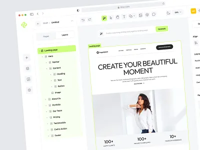 Liner - AI Web Builder Dashboard ai artificial intellegence builder builder dashboard cms dashboard design tool elegant minimalist no code builder page builder product design saas ui design web builder dashboard web design web development webflow website website builder