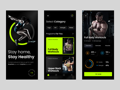 Fitness - Mobile App dashboard design fitness app fitness mobile app healthy app mobile app ui ui design ux design vector