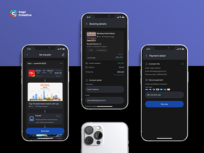 Tripzy Dark mode - Smart Travel Booking App app app design booking app capi creative design homescreen mobile onboarding online booking travel tripzy ui ui ux ux design