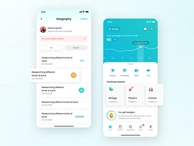 Scoofield - Tasks & Home app assignment biology clean course design e learing geography learning lessons minimal quiz school score statistics student tasks teacher ui ux
