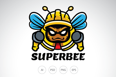 Superhero Bee Construction Logo bee logo construction logo infrastructure logo property logo superhero logo