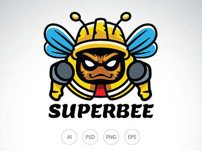 Superhero Bee Construction Logo bee logo construction logo infrastructure logo property logo superhero logo