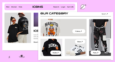 Icons - A Streetwear/Anime Clothing Brand agency anime apparel brand website clothing ecommerce fashion fashion store homepage landing page landingpage merch minimal design street fashion streetwear typography ui ux web design website website design