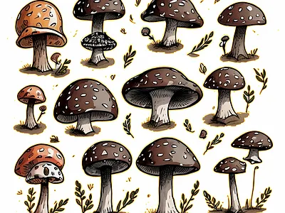 Hand drawn mushroom i set hand drawn mushroom watercolor watercolor hand drawn