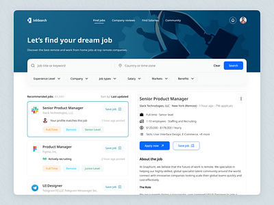 Job Portal - JobSearch Website dashboard design hiring hiring platform job job application job board job finder job listing job portal job seeker portal trending ui ui design uiux website design