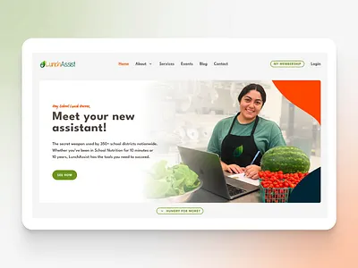 LunchAssist - landing site homepage app homepage landing site lms nutrition school training ui ux video web