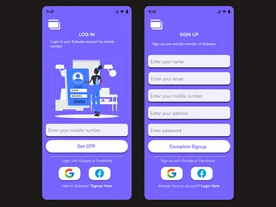 Sign in/up UI Design design typography ui ux