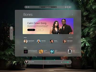 Music App Vision Pro app design minimal music ui ux vision pro