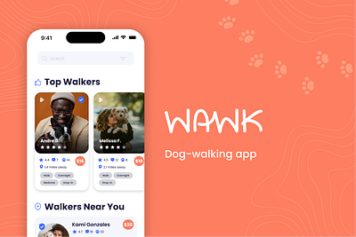 Wawk Dog-walking App app design branding dog walking dribbble course graphic design illustration logo product ui ux