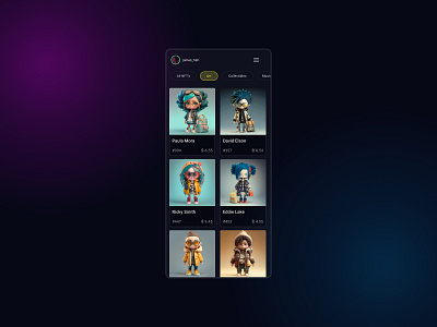 NFT app screen animation animation graphic design motion graphics nft ui