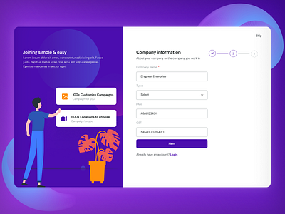 Sign Up Screen adarth credentials illustration login modern purple website sign up signup page ui uiux web design website design
