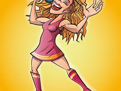 Lady Pop star loves to sing character illustration vector