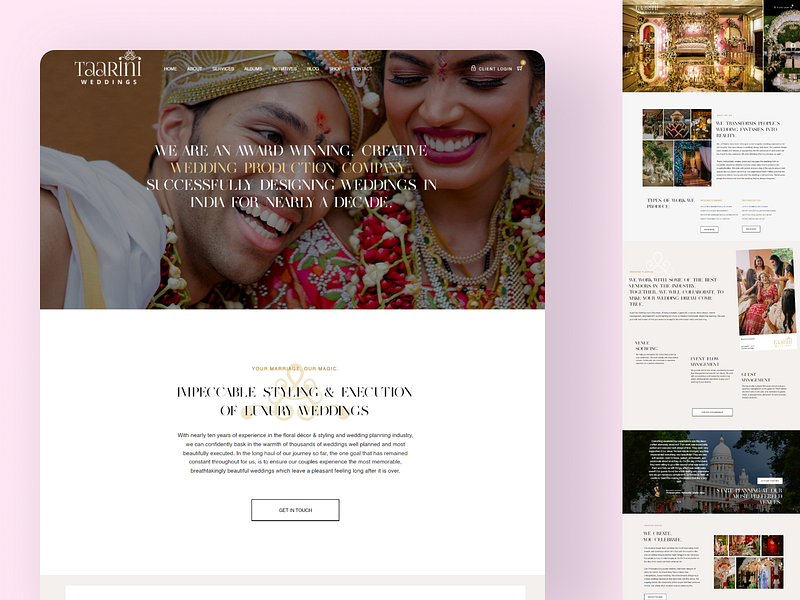 Taarini Weddings - Part One branding design landingpage typography ui ux web webdesign webdevelopment website wordpress