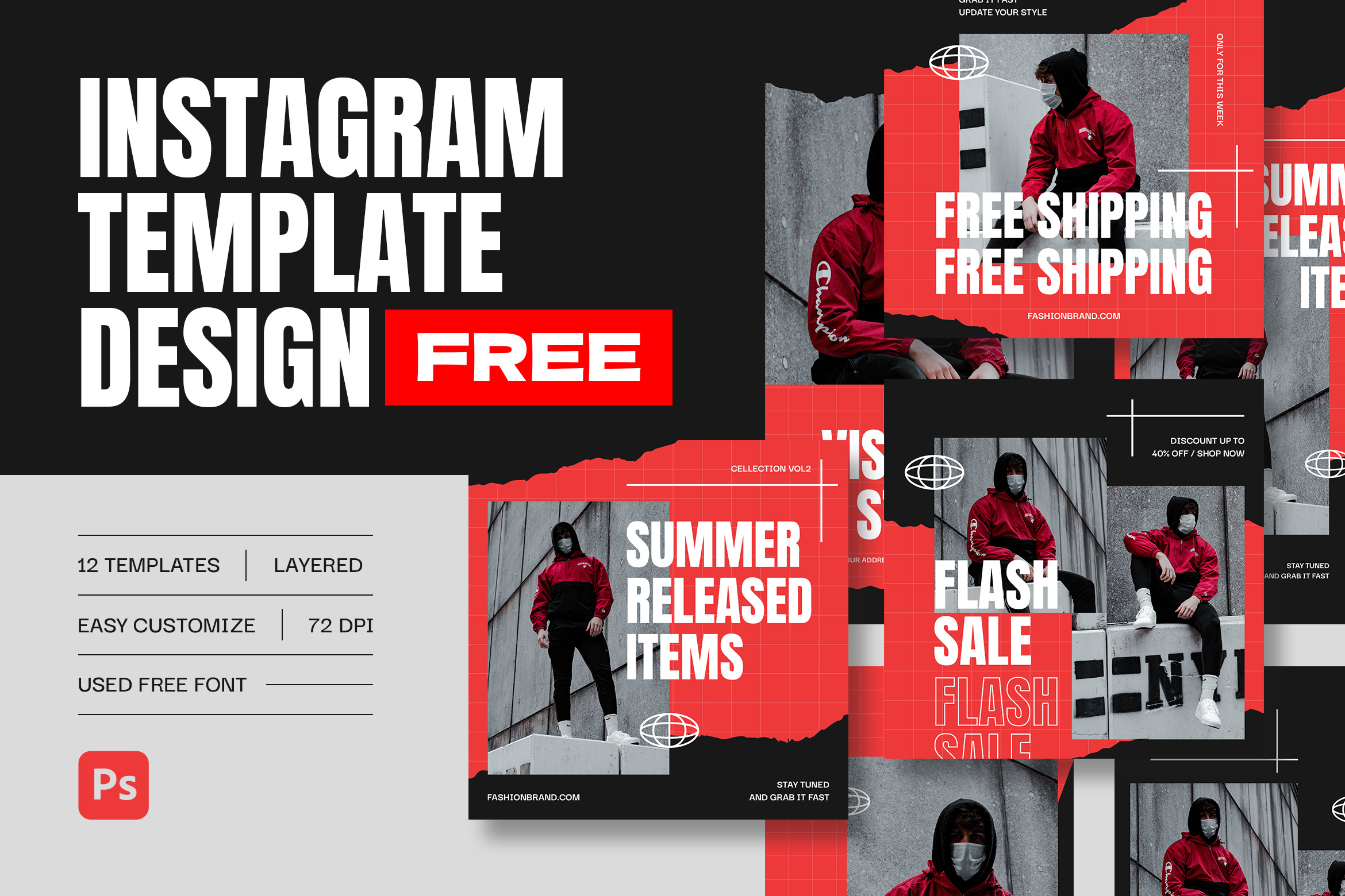 Streetwear Instagram Fashion Template Design - FREE DOWNLOAD ads advertising banner brand identity branding fashion hypebeast instagram post instagram stories promotion sale social media store streetwear template templates visual design