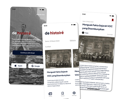 De Histoiré - Mobile News App Concept design history mobile app news app ui