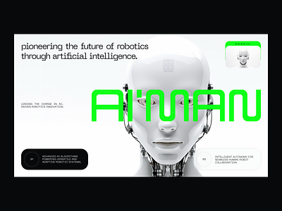 AI' MAN 3d ai branding futuristic graphic design landing page logo modern robotics typography ui design virtual reality vr website design xr