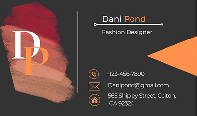 Fashion Designer Business Card adobe aesthetic black orange theme business card fashion designer illustration logo trendy ui