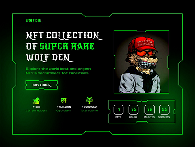 Wolf NFTs Website animation blockchain dark mode design illustration ui web3 website
