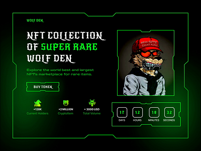 Wolf NFTs Website animation blockchain dark mode design illustration ui web3 website