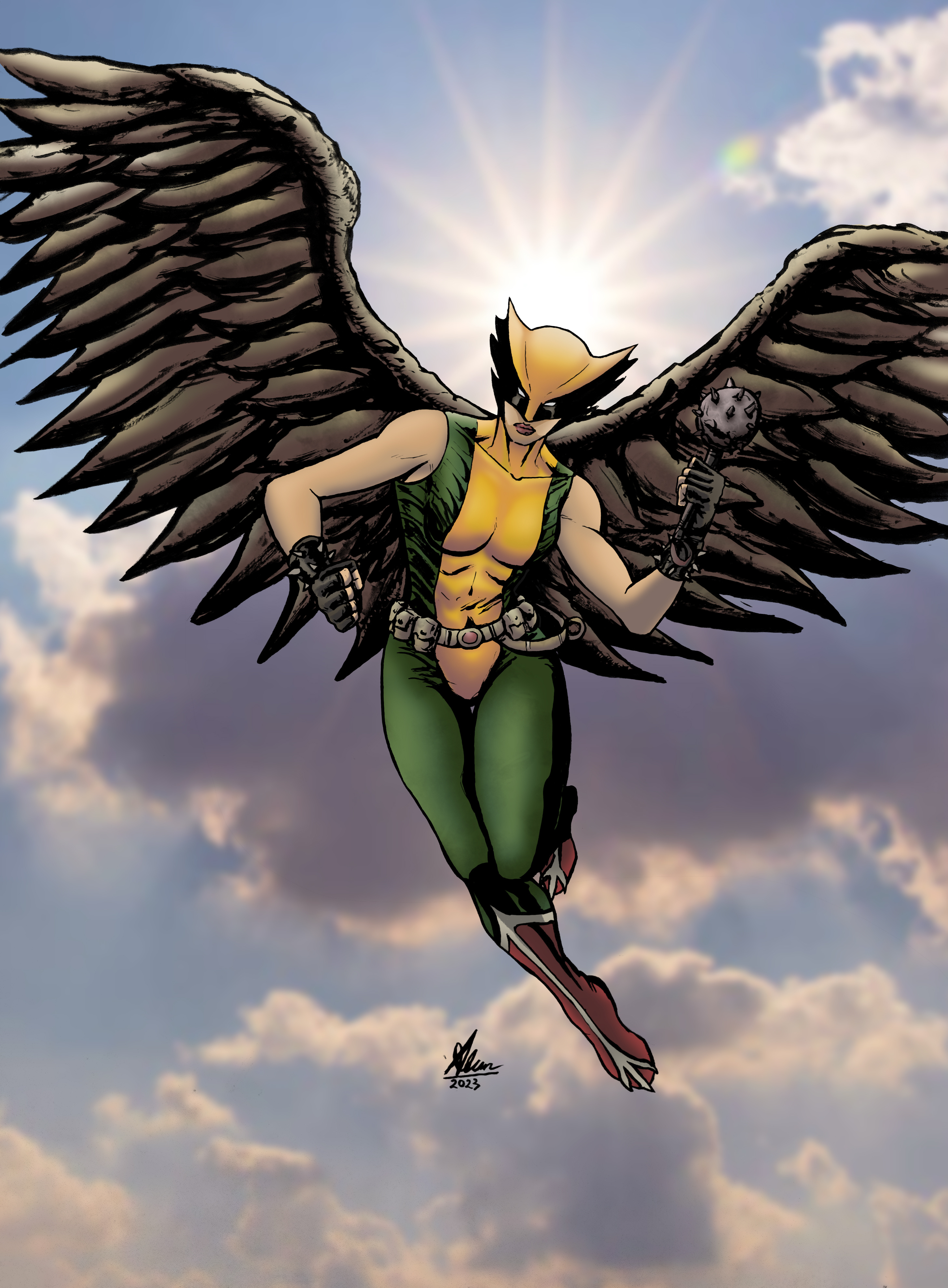 Hawkgirl - DC Comics by 4l4n17 on Dribbble, image size:2913x3959