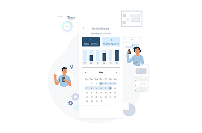 Illustration for an attendance management web app design illustration