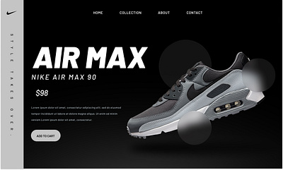 Nike - Air Max Shoe airmaxshoe branding design graphic design herosection illustration illustrator logo nike nikeshoe ui ux vector web webdesign website