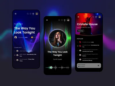 Music player - Mobile Design Concept app design dark darkmode darktheme mobile design music product design song sound sound wave spotify ui ux wave