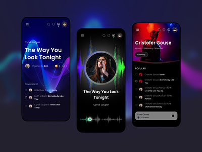 Music player - Mobile Design Concept app design dark darkmode darktheme mobile design music product design song sound sound wave spotify ui ux wave
